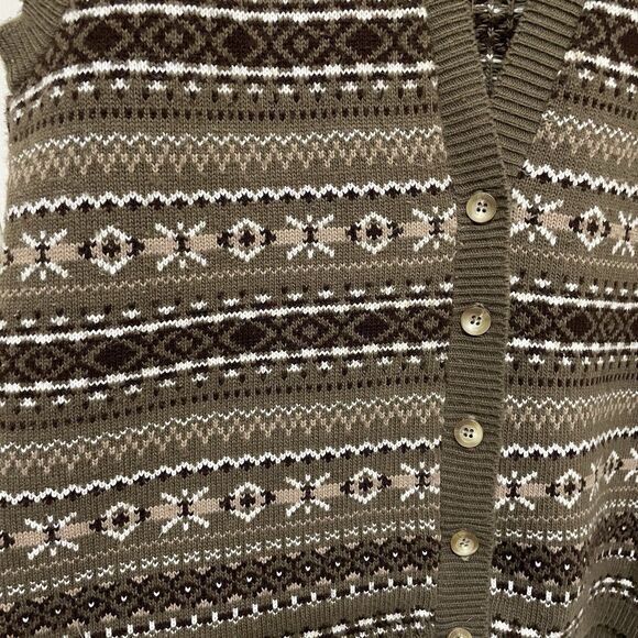 Vintage Blair Brown Cream Fair Isle Grannycore Retro Knit Sweater Vest Medium - Picture 3 of 4